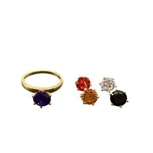 New STS 925 Sterling Silver Multiple Changeable Faux Stones 10 Engagement Ring